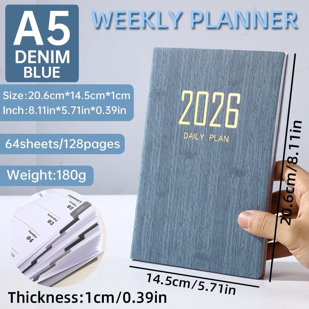 A5 Slim Leather Weekly Planner Notebook - Multiple Cover Colors
