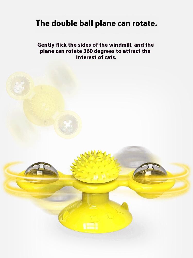 Interactive Cat Toy Set with Windmill LED Ball, Suction Cup & Catnip, Indoor Exercise & Entertainment