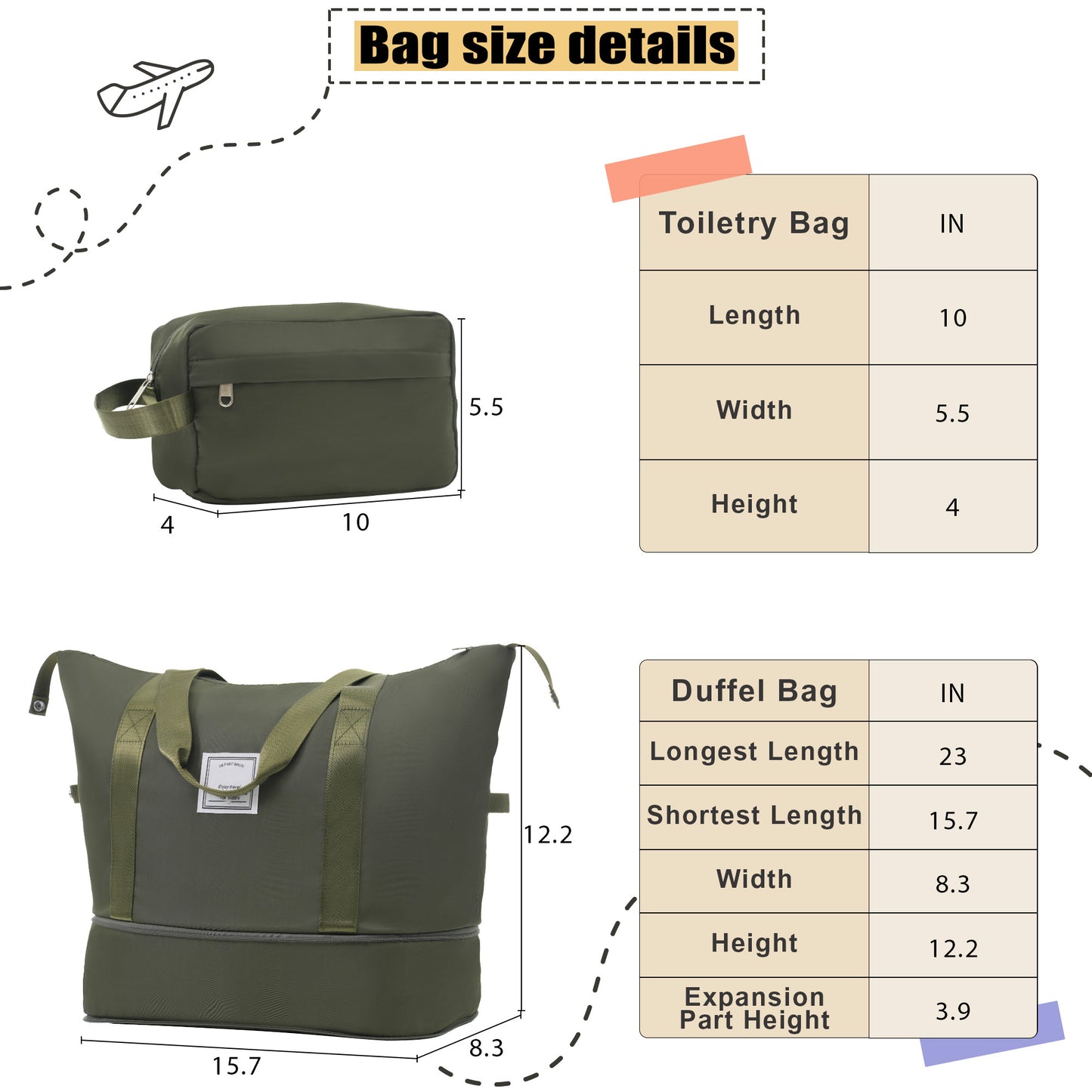 Expandable Softside Luggage Set with Duffel Bag - Army Green