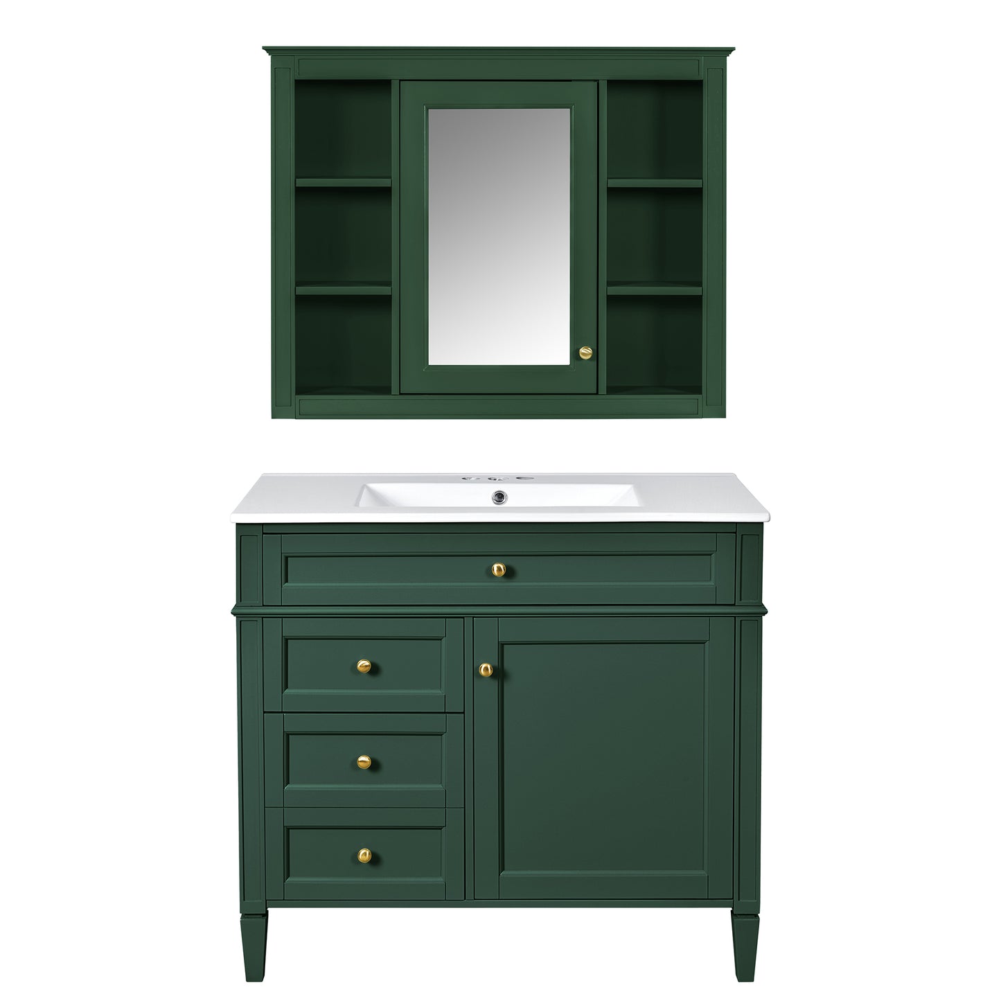 36'' Green Bathroom Vanity with Medicine Cabinet & Sink