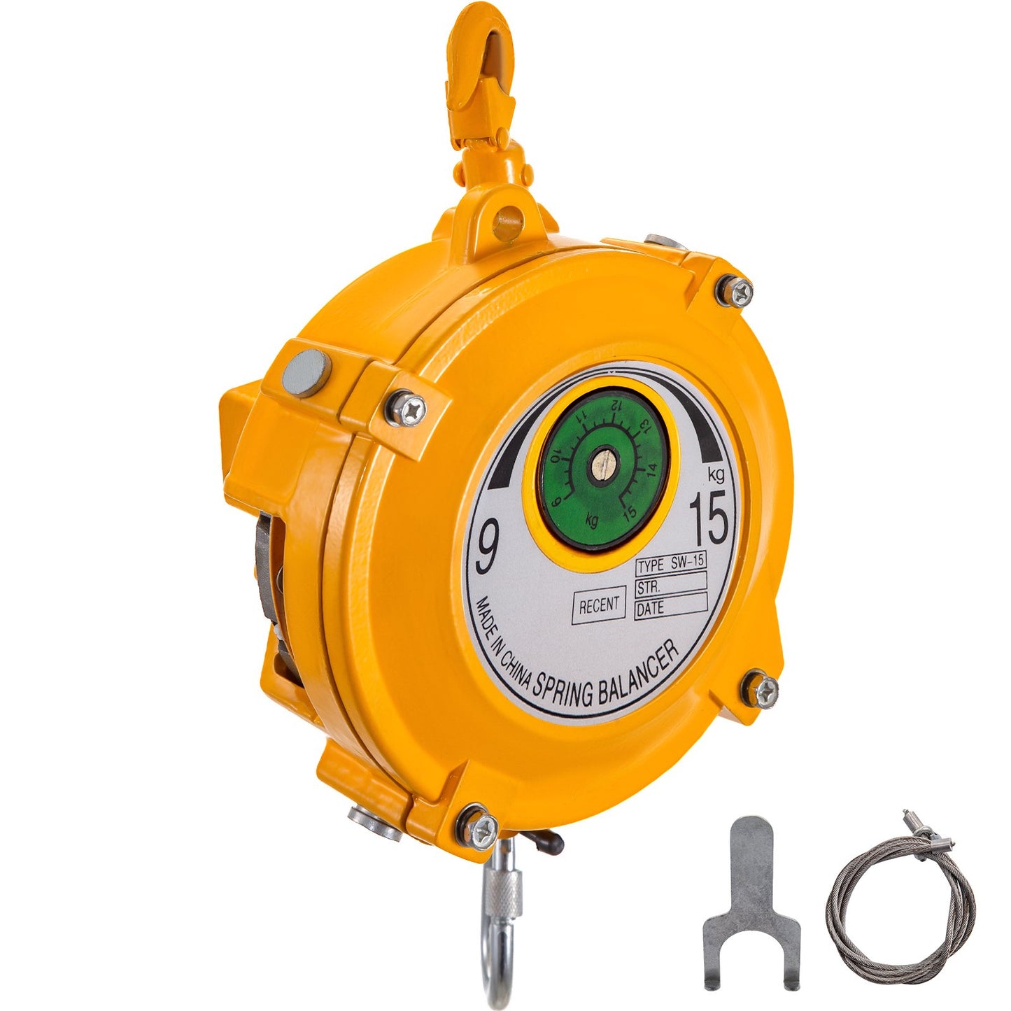 Retractable Tool Balancer 20-33lbs Heavy Duty Wire Rope Hook Holder - Yellow