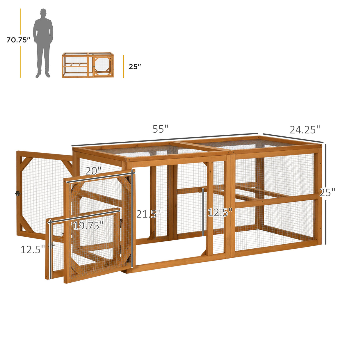 55-Inch Wooden Chicken Coop Expansion Kit Outdoor Hen House with Linkable Design