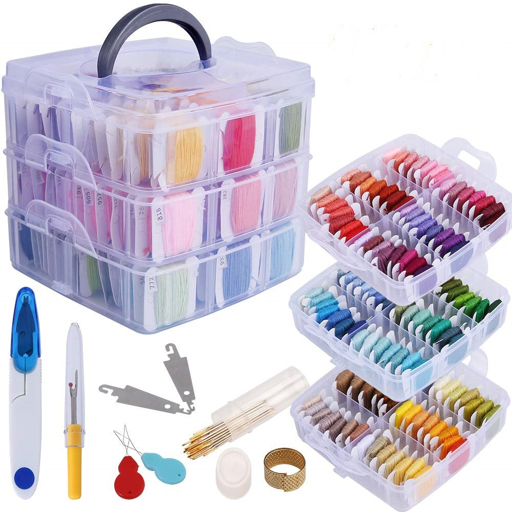 150-Color Cross-Stitch Thread Set with Accessories and Winding Plate