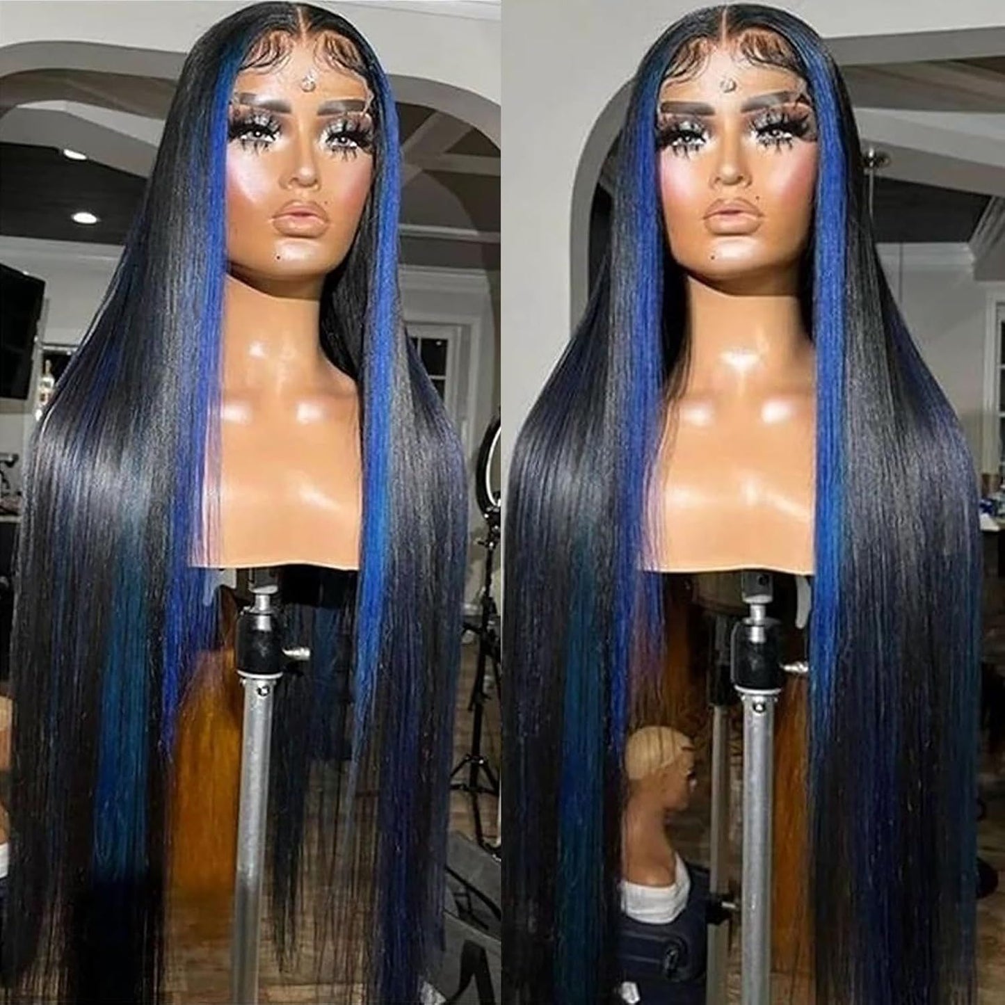 Long Straight Lace Wig 13x4 Synthetic Hair for Women - Black & Color Variants