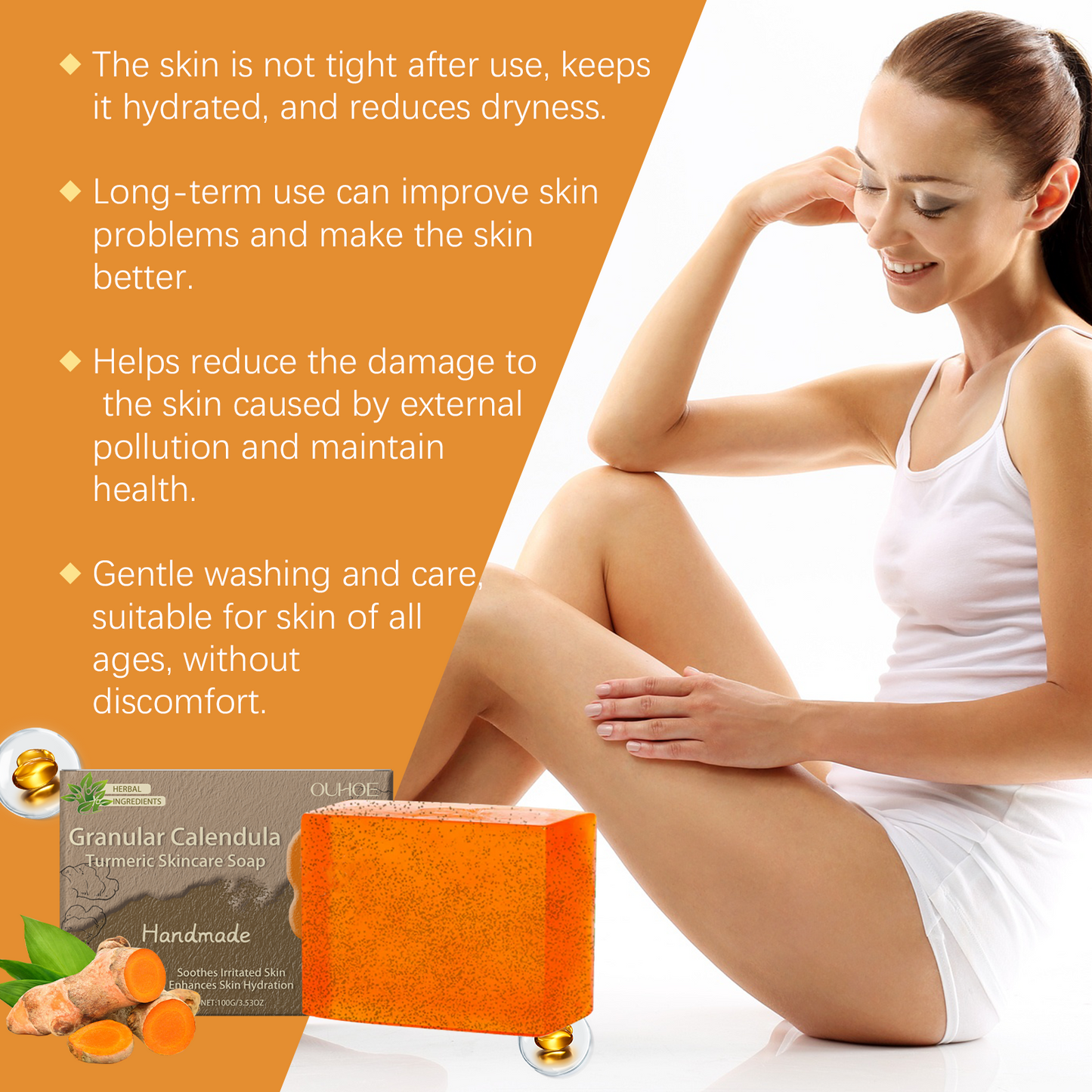 Calendula Turmeric Body Soap - Deep Pore Cleansing & Moisturizing Bar