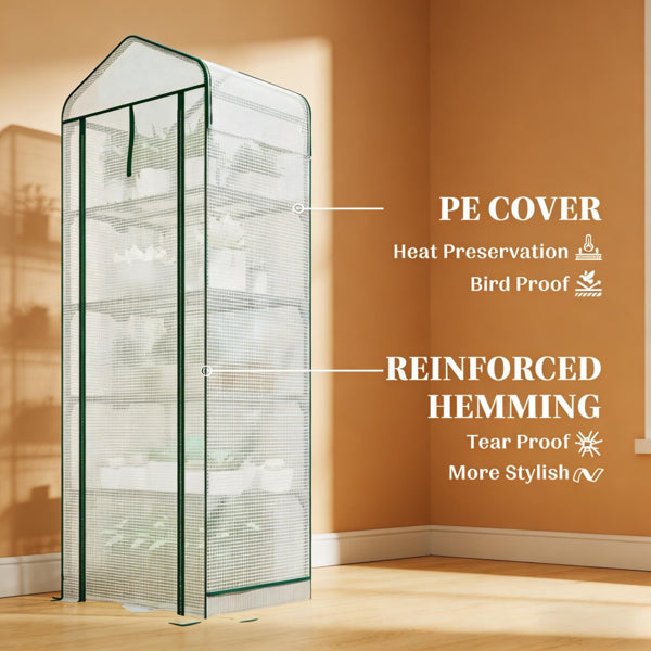 Mini Greenhouse with Double-Layer Roof and 5-Tier Shelf