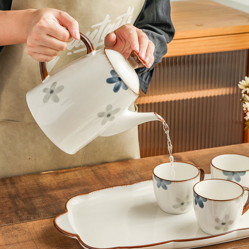 Ceramic Water Cup and Kettle Set - Hand-Painted Drinkware for Home & Kitchen