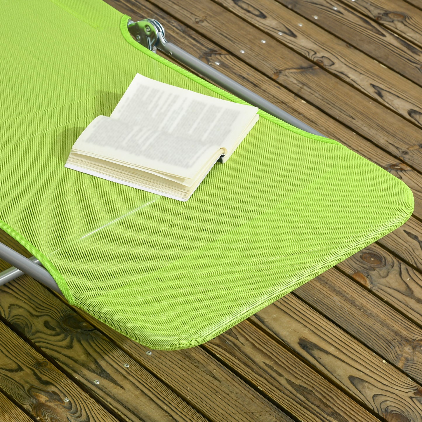 2 Piece Folding Chaise Lounge Chairs Set - Green, Reclining Back