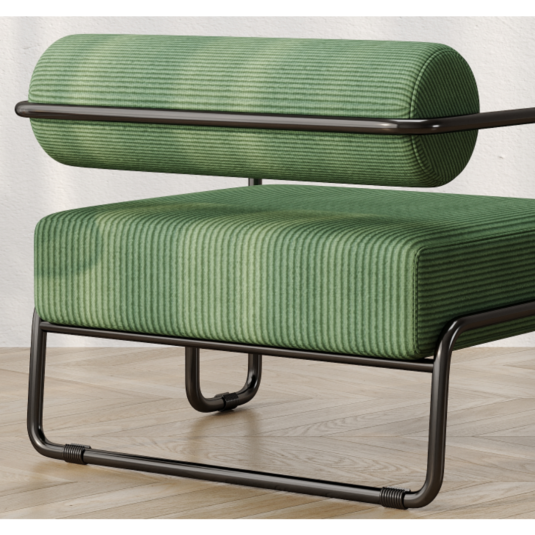 Dark Green Iron Sofa Chair - Lazy Individual & Balcony Leisure Chair