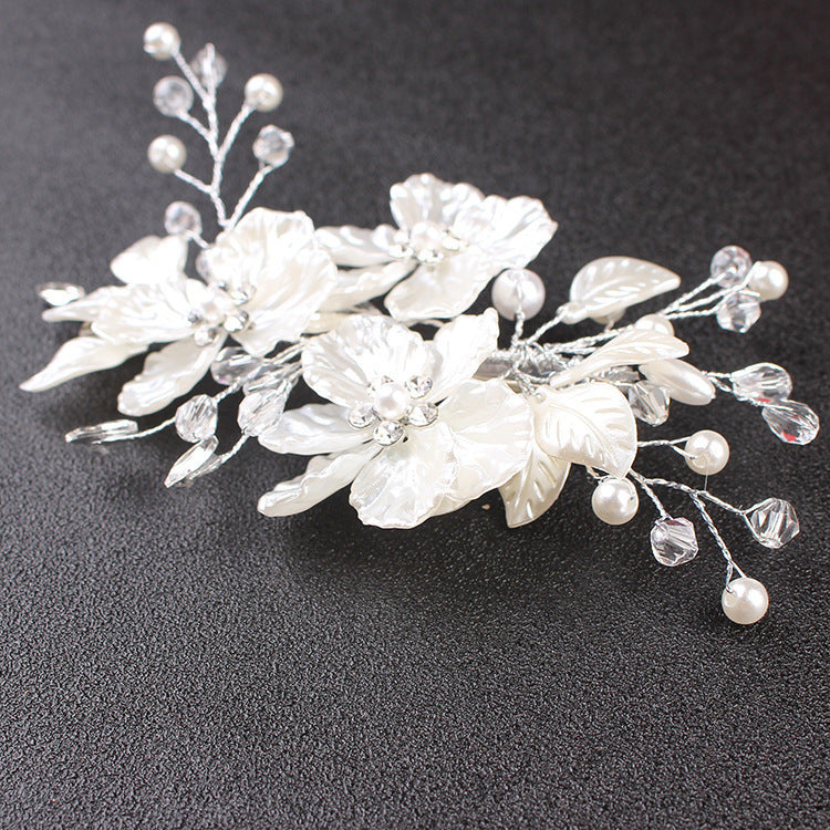 Elegant White Shell Pearl Crystal Hairpin for Wedding & Bridal Hair Accessory