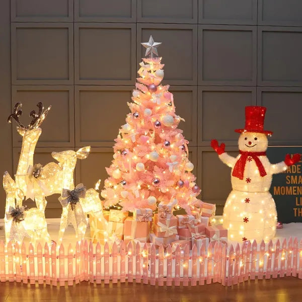 4FT Pink Artificial Christmas Tree with Metal Stand - Holiday Decor