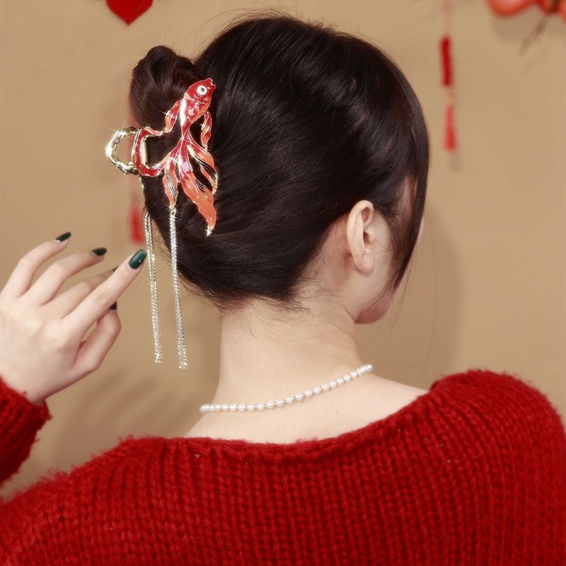 Goldfish Alloy Hair Clip - Elegant Antique Style