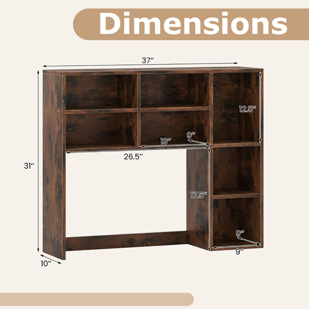 Desktop Bookshelf With 7 Open Cubbies And 3 Adjustable Shelves 2