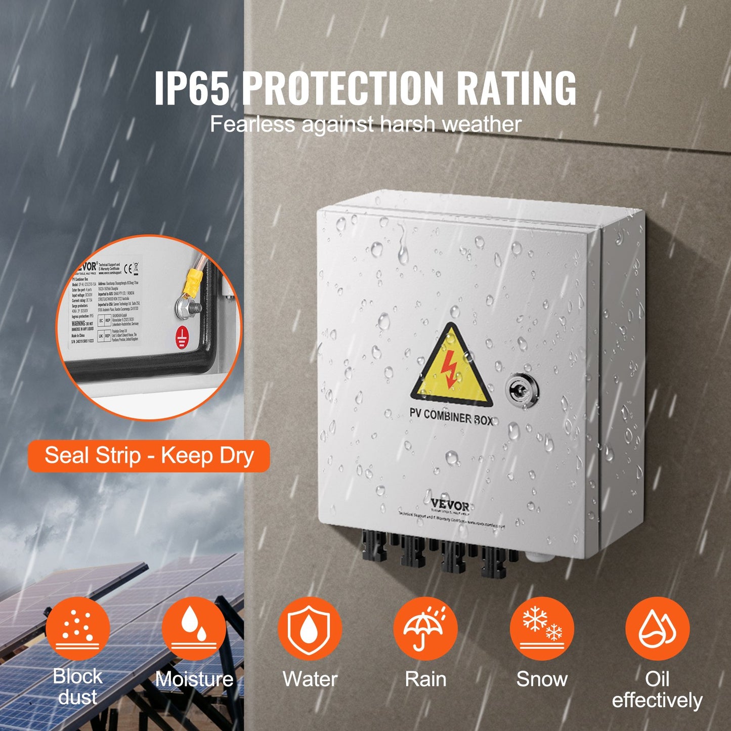 Solar PV Combiner Box 4 String 15A IP65 Waterproof Steel Case for Solar Systems