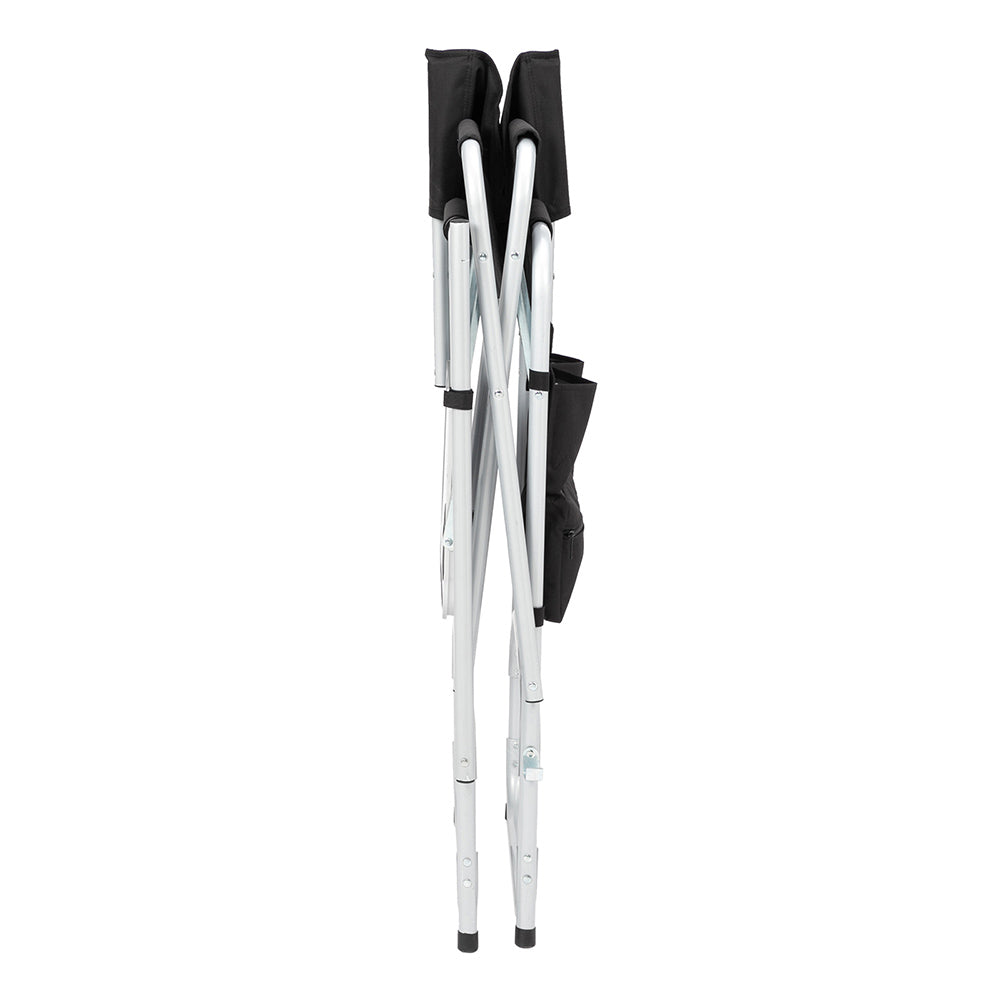 Folding Director's Chair with Footrest and Storage - Black