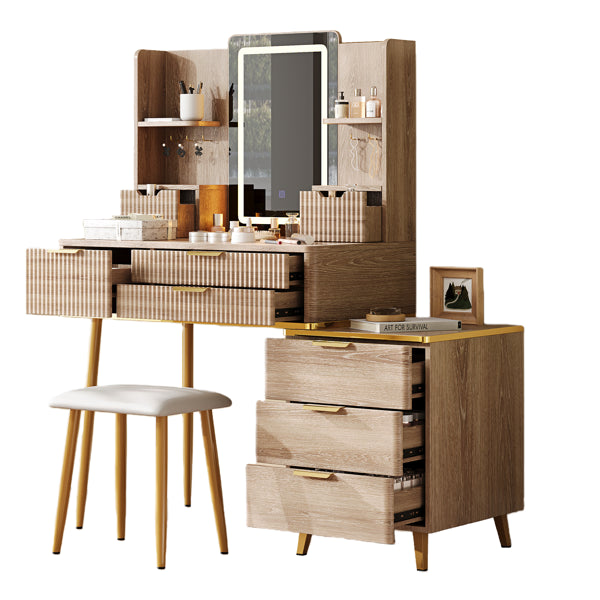 7-Drawer Makeup Vanity Desk with LED Mirror and Stool
