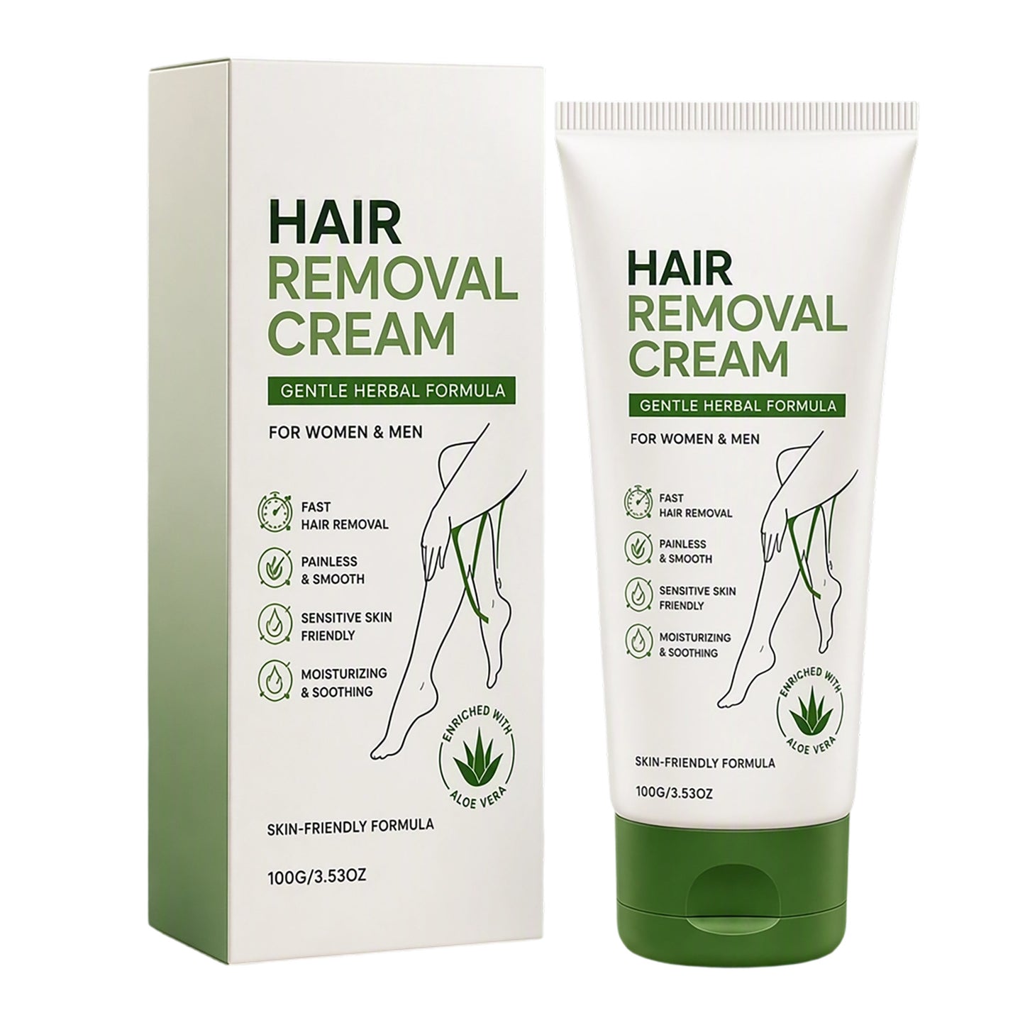 Aloe Herbal Hair Removal Cream 100g - Skin Care & Body Depilatory