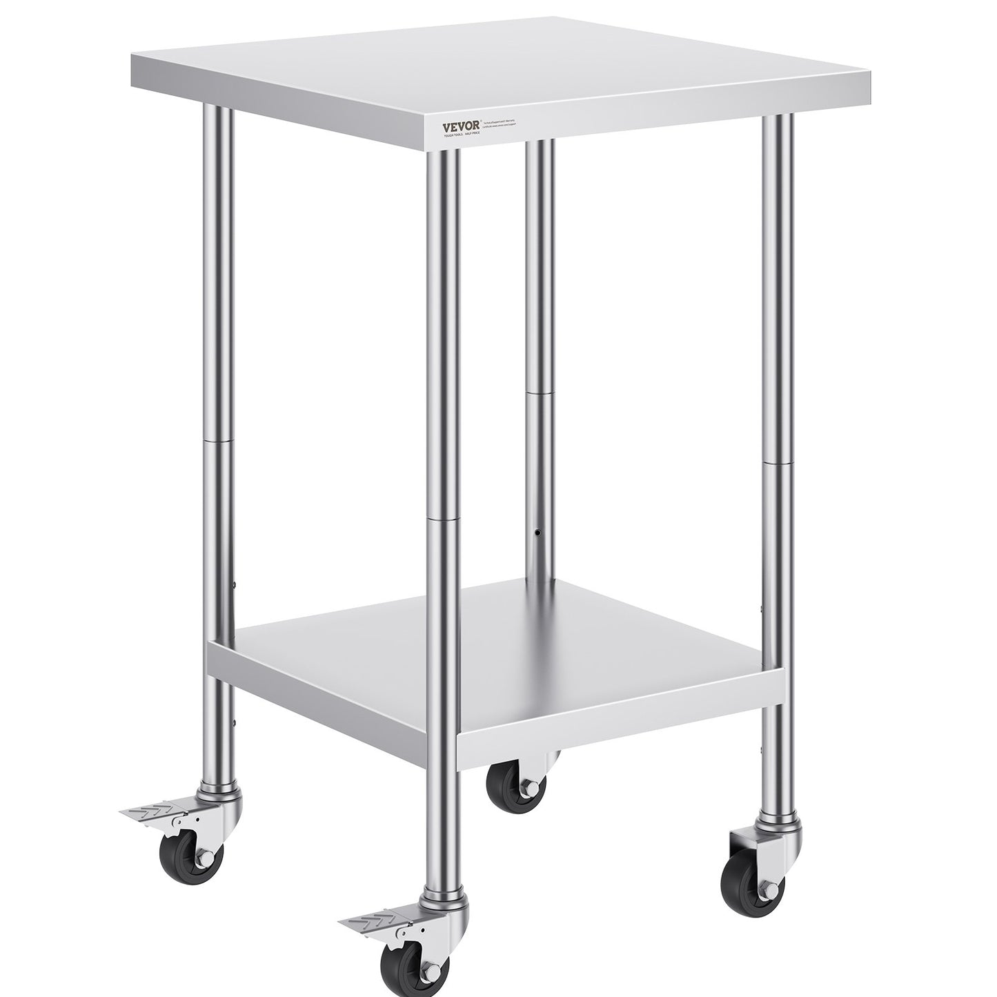 Heavy Duty Stainless Steel Work Table - 24x24x38 Inch with Wheels