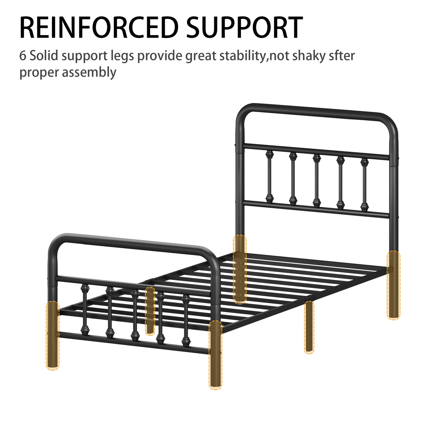 Twin Metal Bed Frame with Headboard - Black, Under Bed Storage