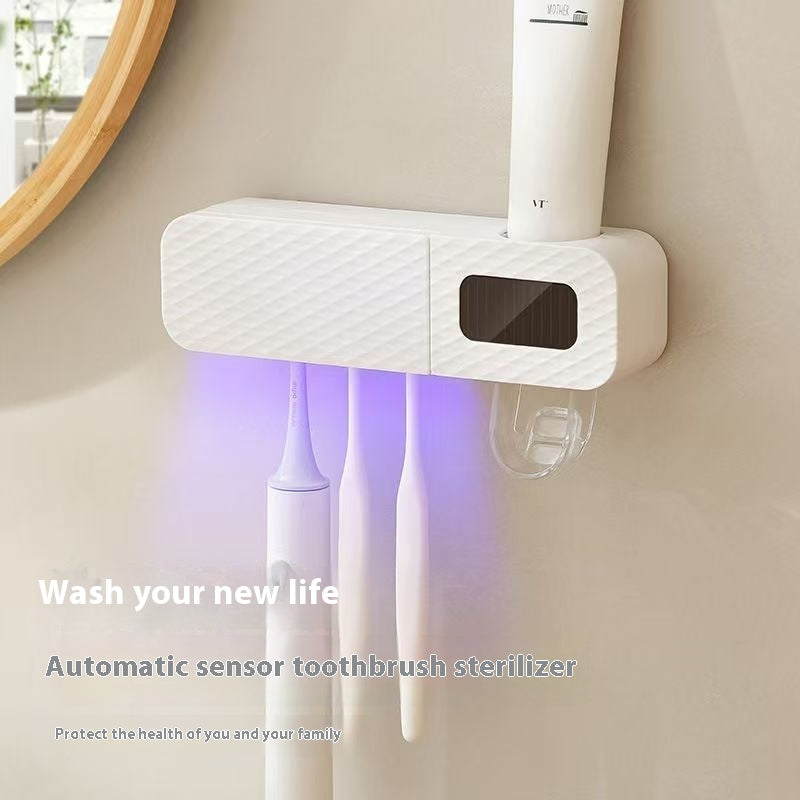 Automatic UV Sterilization Toothbrush Holder with Punch-Free Mounting