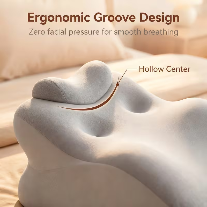 Ergonomic Cotton Pillow - Breathable Back Support for Side & Back Sleepers