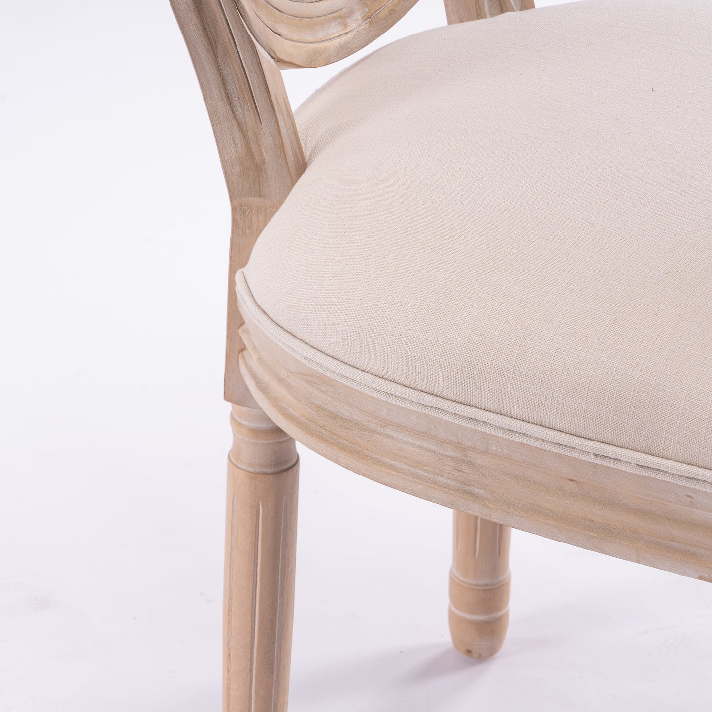 French Country Dining Chairs - Set of 2 Beige Wooden Frame