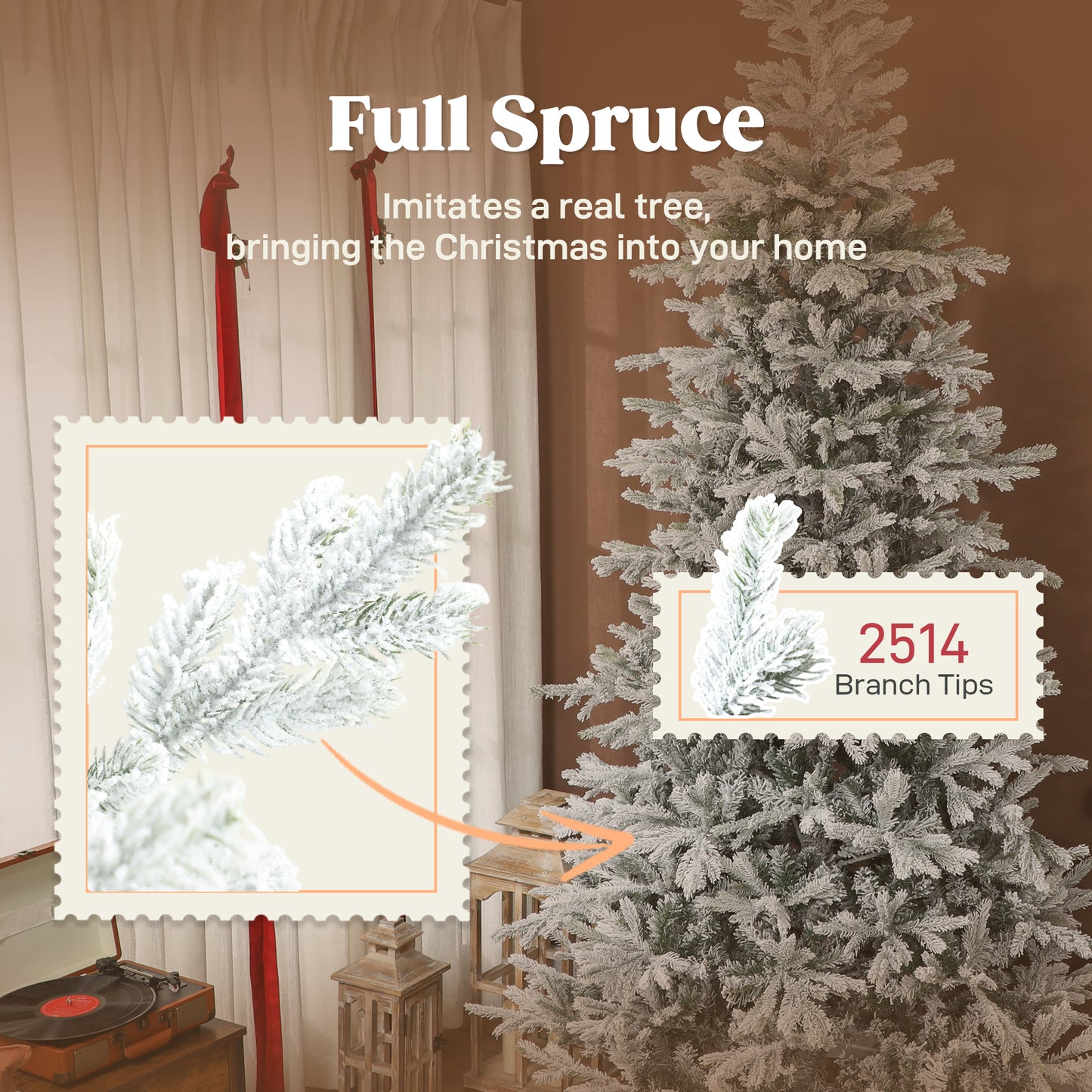 9 ft Artificial Frosted Christmas Tree - Full Spruce Design