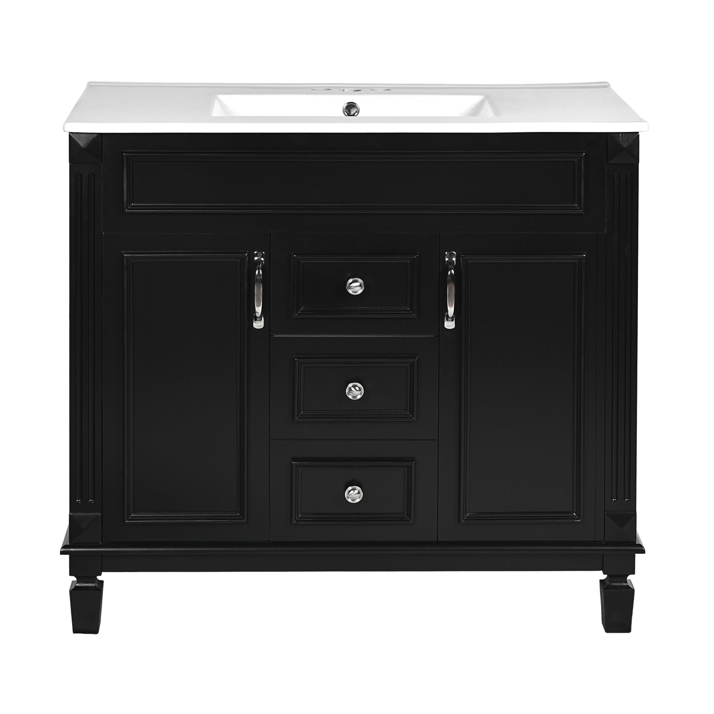 36-Inch Black Bathroom Vanity with Sink & Storage Cabinet