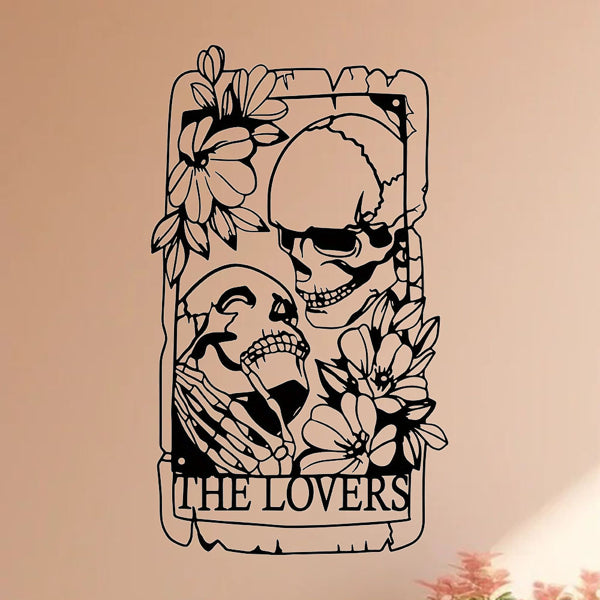 Gothic Skeleton Lovers Tarot Wall Art - Dark Aesthetic Decor