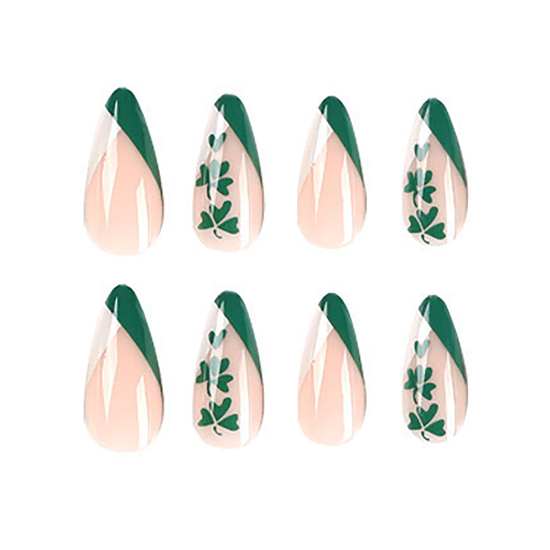 Long Clover Press-On Nails - 24 Piece ABS False Nail Set