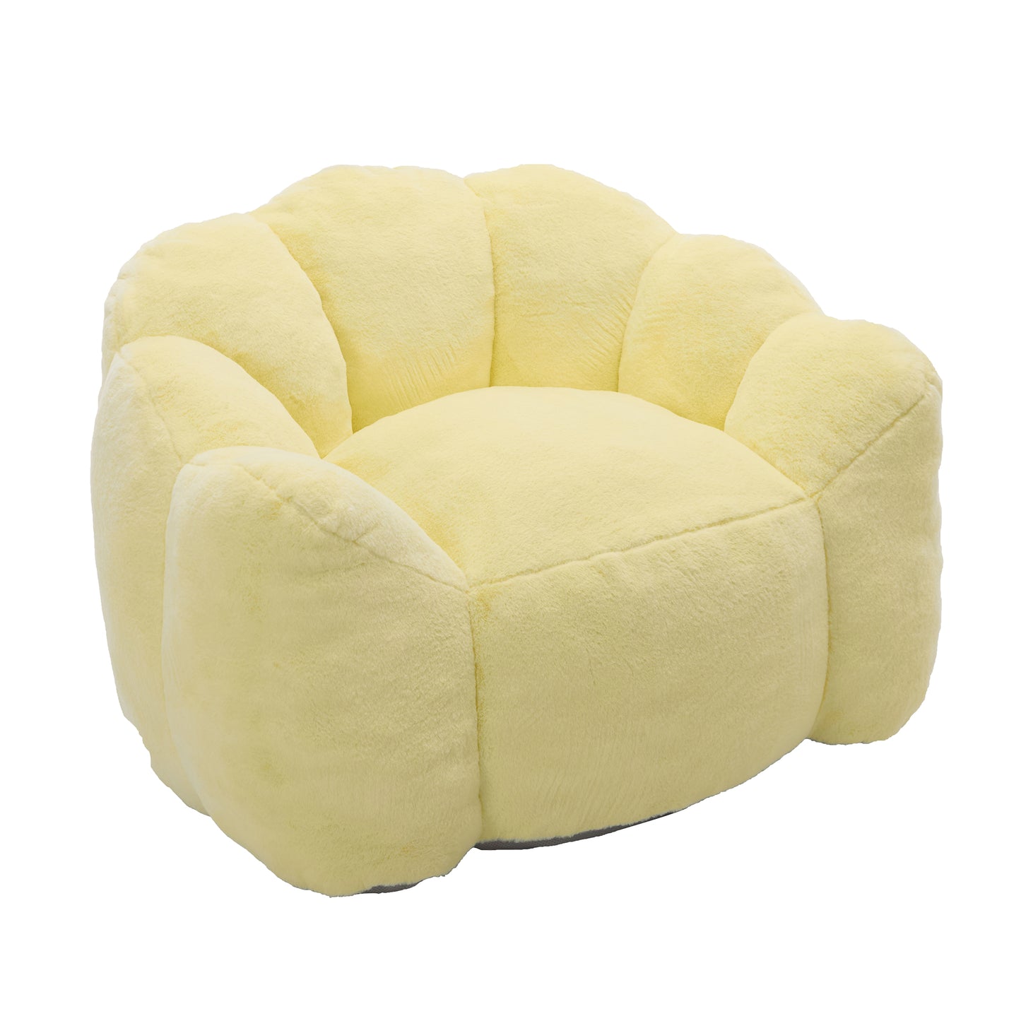 Adult Bean Bag Sofa with Pull Ring - Yellow Faux Fur