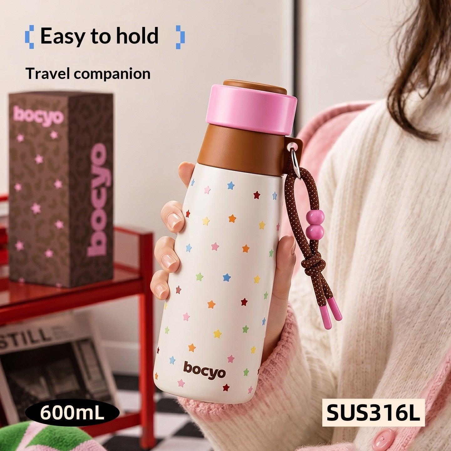 Women's Insulated Milk Bottle Cup with Stainless Steel Interior - 600ml