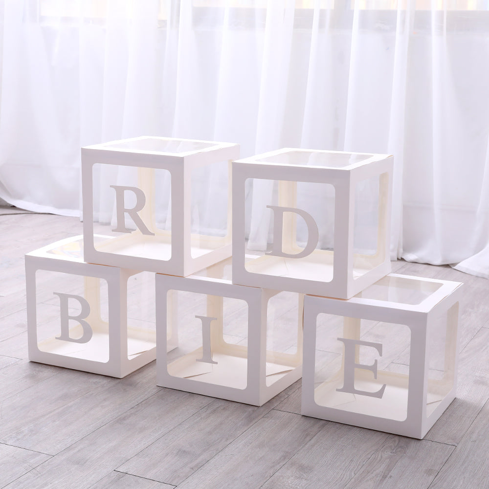 5 Wedding Balloon Boxes - White Paper Decoration 30cm