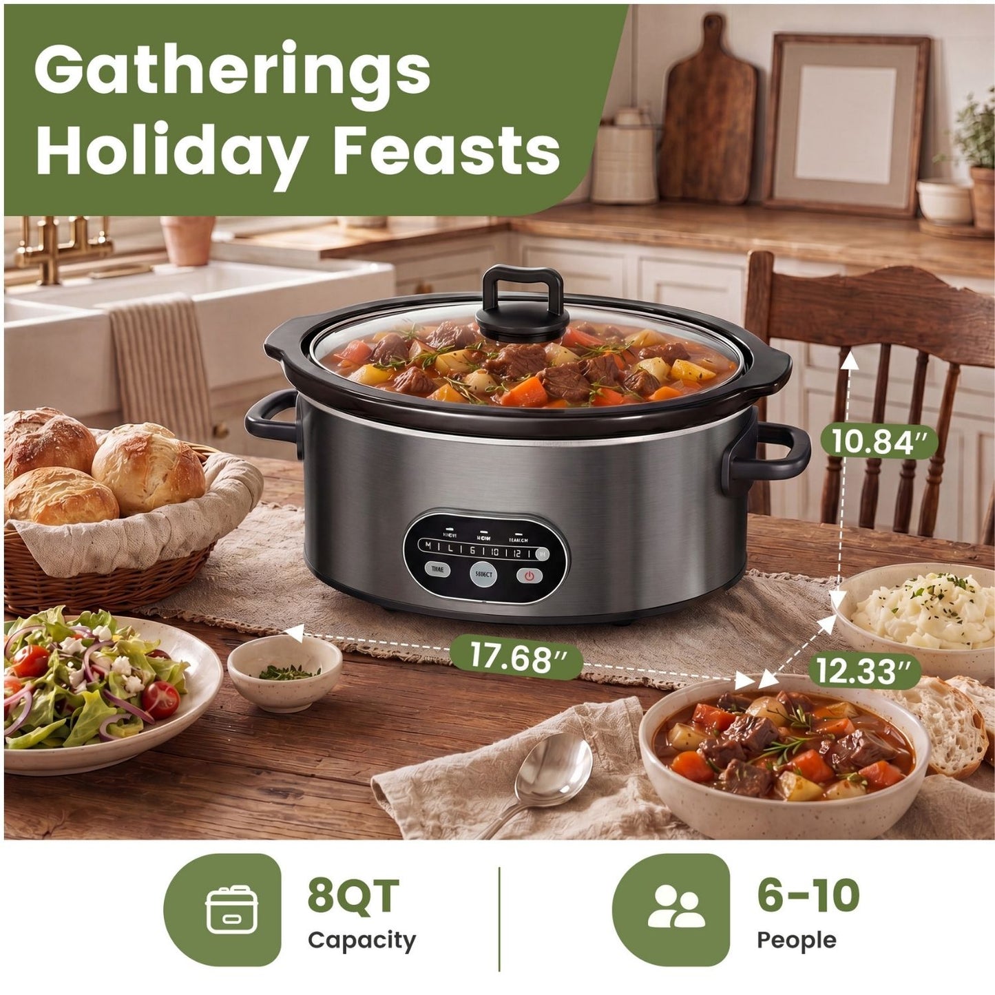 6QT & 8QT Manual Slow Cooker - Hassle-Free Home Cooking