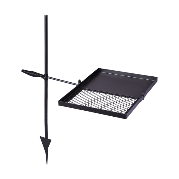 Portable Folding Campfire Grill with 360° Rotatable Cooking Surface and Carrying Bag