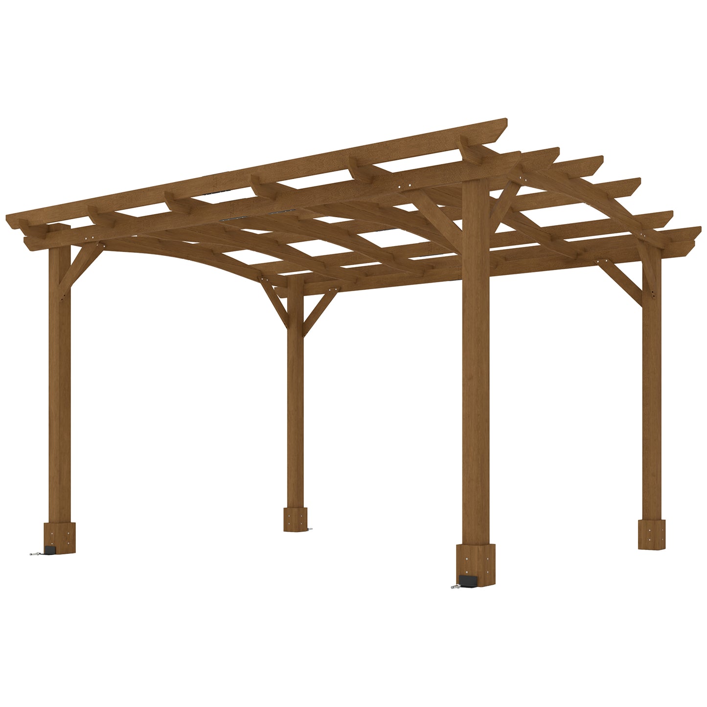 10x12 Outdoor Wood Pergola with Arched Roof for Climbing Plants - Dark Brown