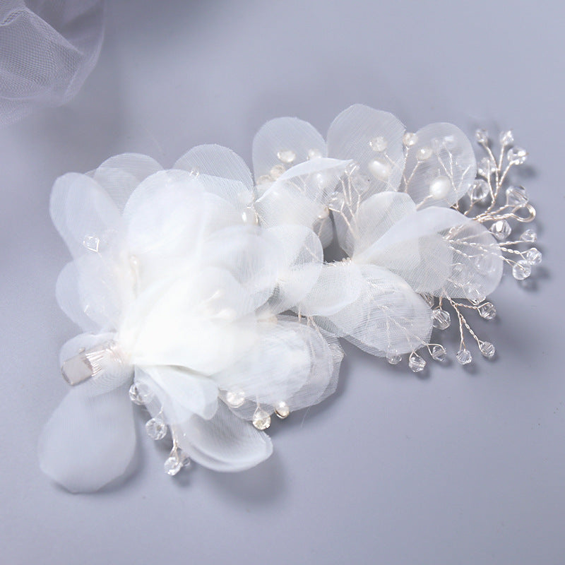 Bridal Crystal Flower Headdress - Silver