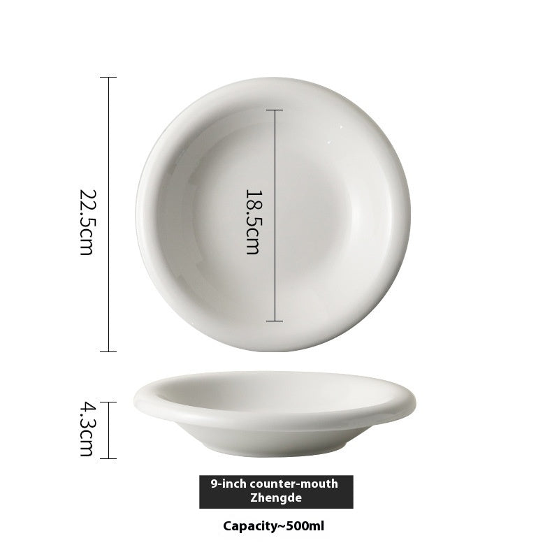 Reverse Mouth Porcelain Plate - Japanese Style Kitchen Dish for Home & Dining
