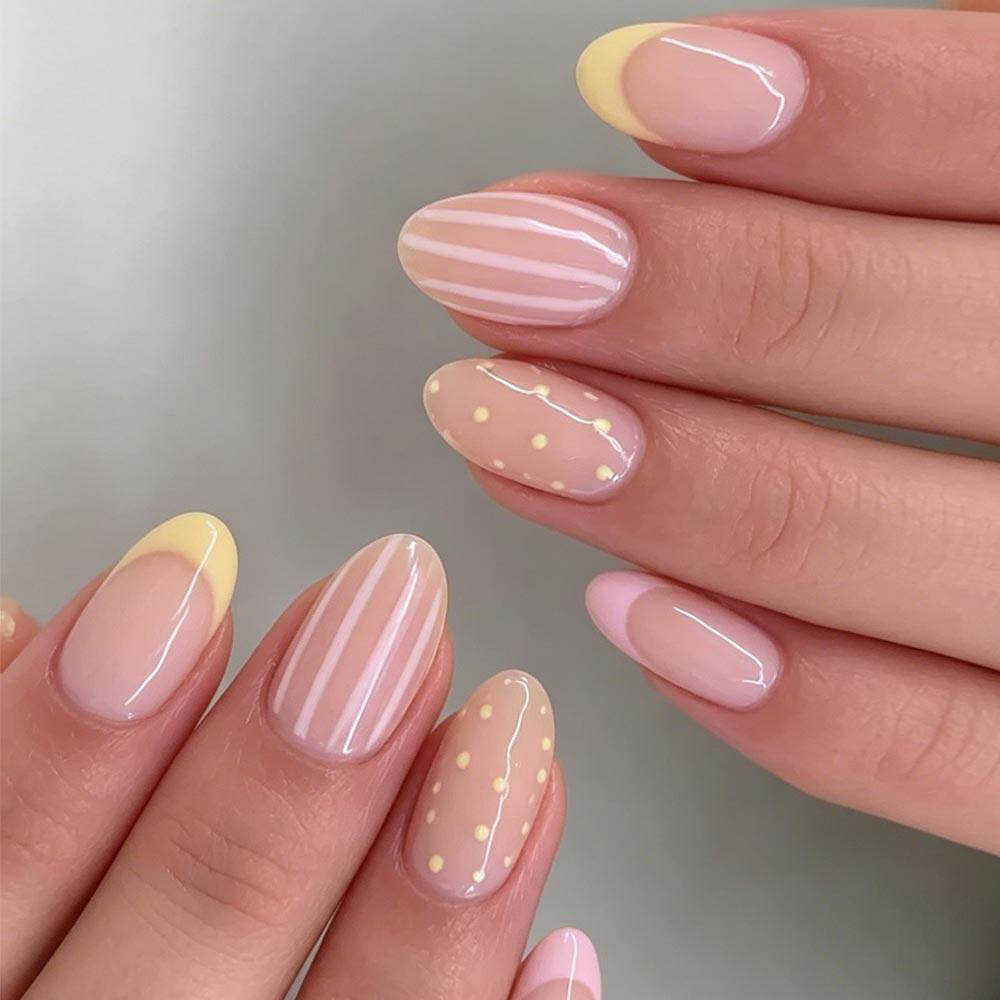 24 Short Almond Acrylic Nail Stickers with Jelly Glue & File