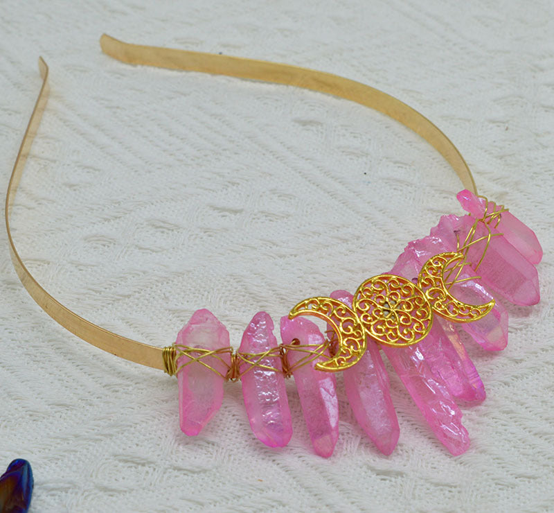 Natural Crystal Moon Headband Unisex Hair Accessory for Beauty & Hair Styling