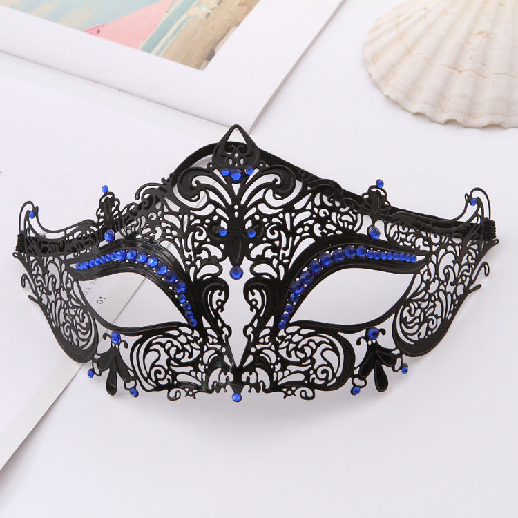 Metal Cat Mask Hollow Diamond Eye Costume Mask for Party & Decor