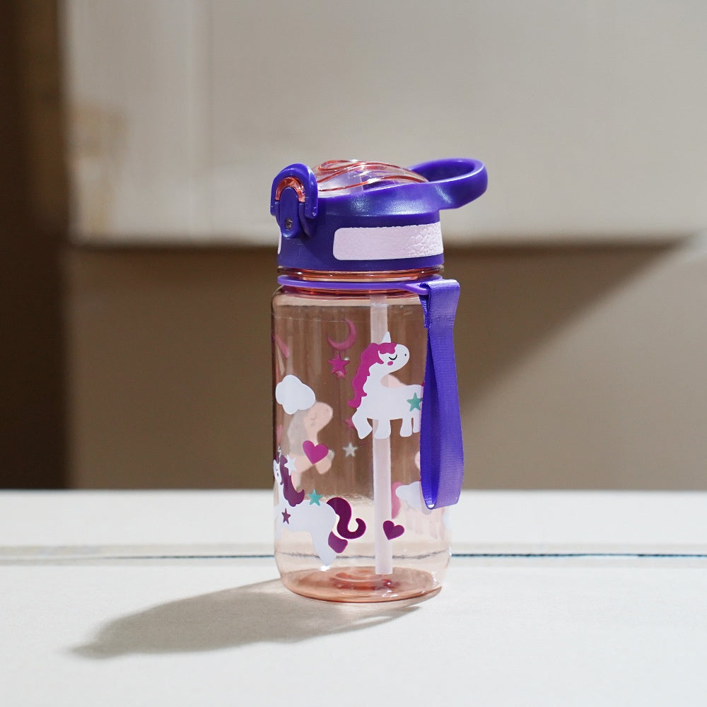 600ml Portable Cartoon Handle Drink Cup - Kids Travel Water Bottle