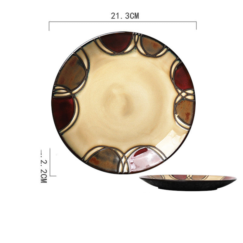 Ceramic Hand-Painted Western Style Breakfast Plate 8 Inch Microwave Safe