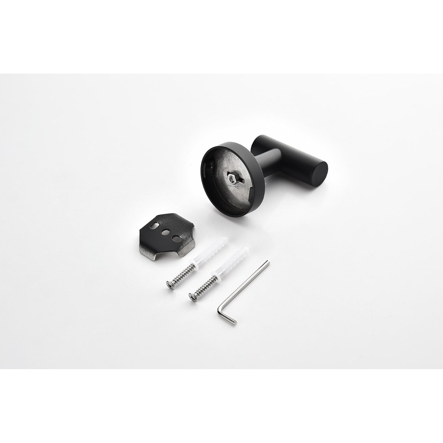 3-Piece Bathroom Hardware Set - Towel Bar, Toilet Paper Holder, Robe Hooks - Matte Black