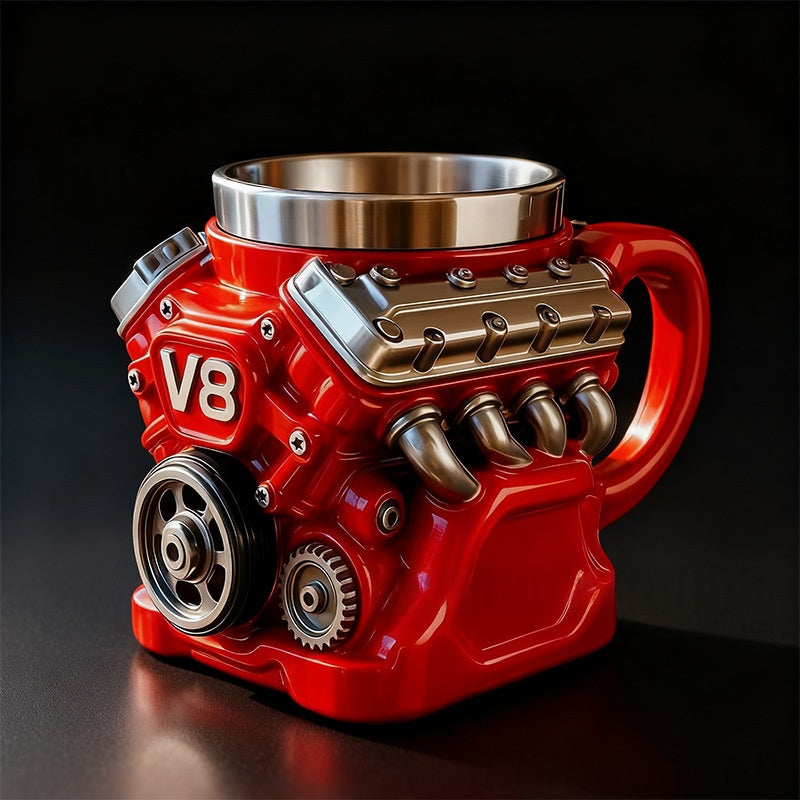 Engine Resin Cup Ornament - Personalized Home Decor Gift V6 Red & V8 Red