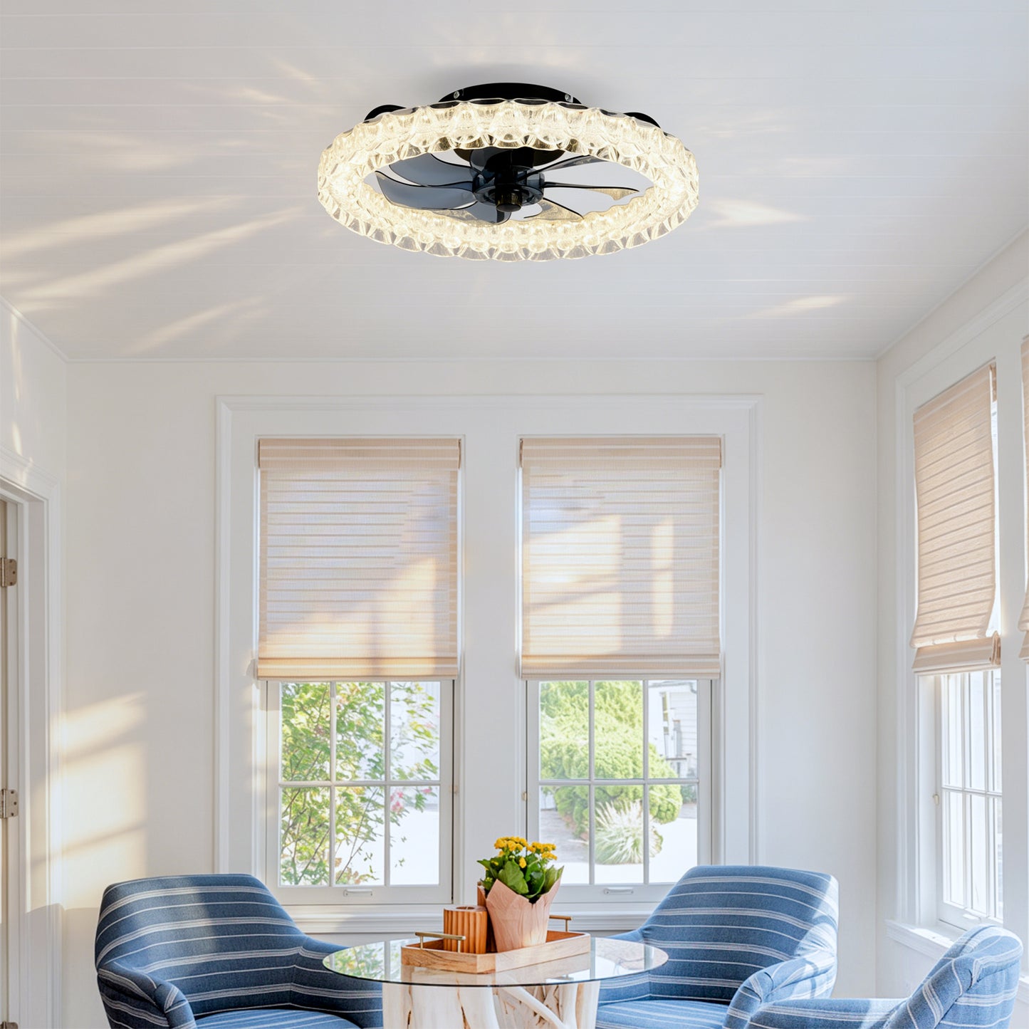 Galaxy Ceiling Fan with Remote Control and LED Light - Matte Black