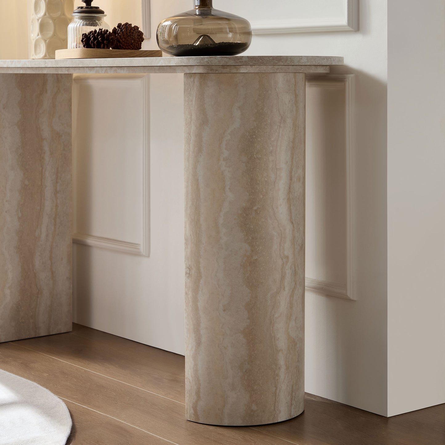 Modern Faux Marble Console Table - 55.12 Inch Entryway Table