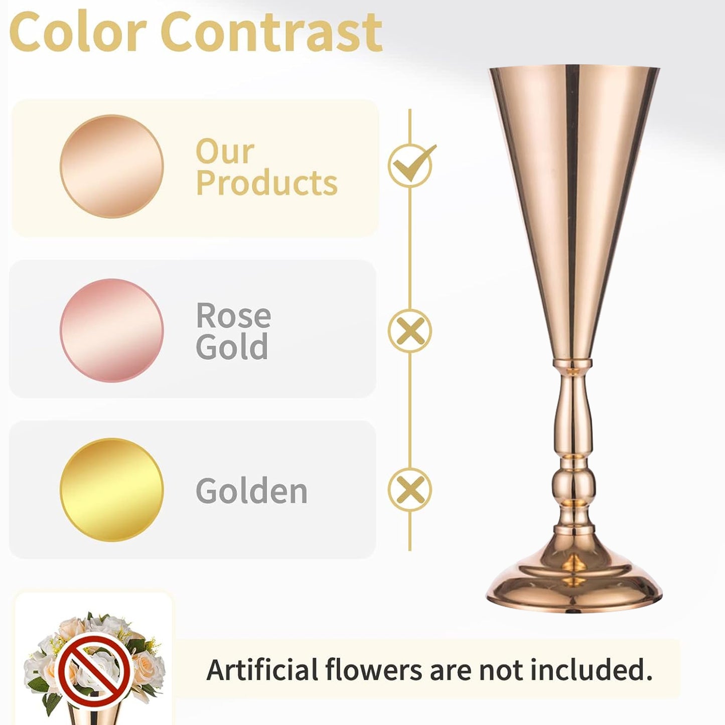 10 Pcs Gold Metal Flower Trumpet Vases for Weddings