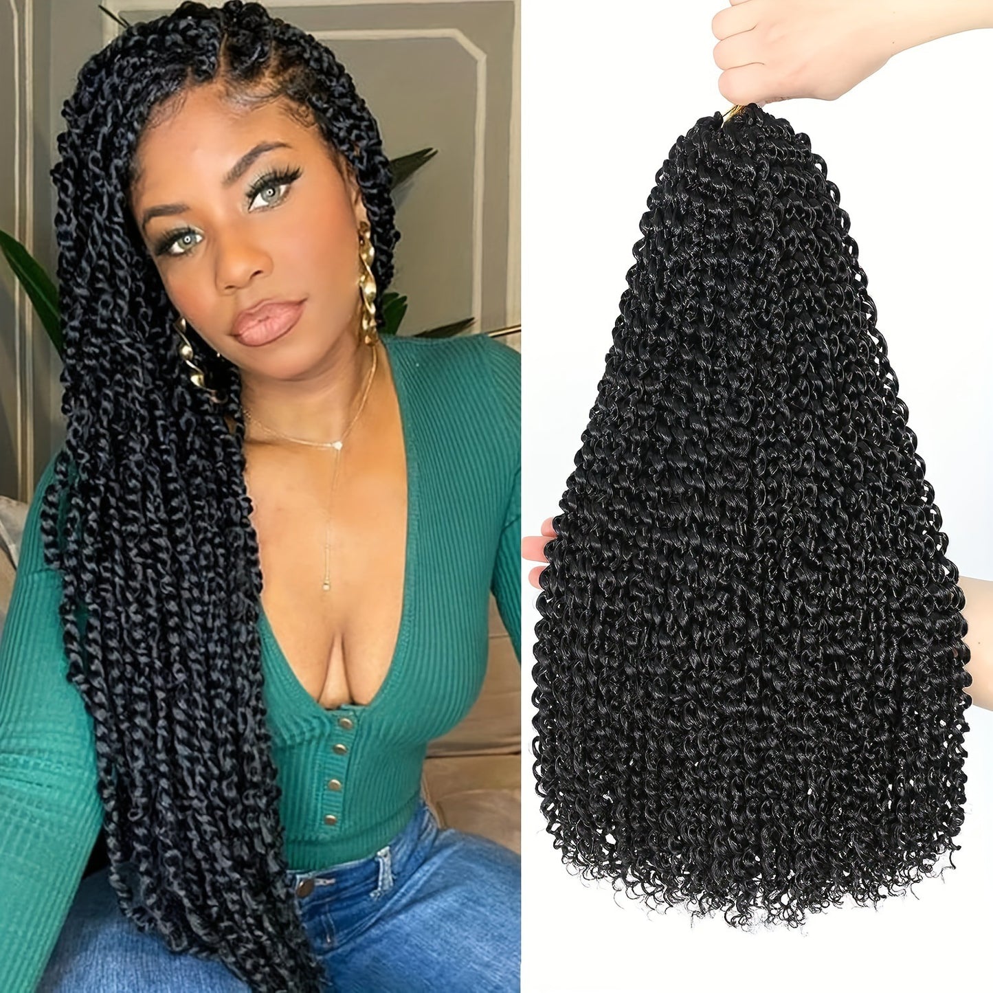 European & American Water Ripple Crochet Wig - Synthetic Double Strand Hair