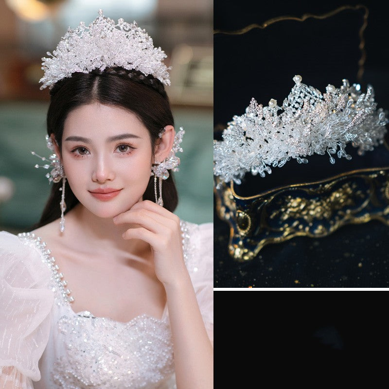 Beaded Crystal Crown Hair Accessories Set